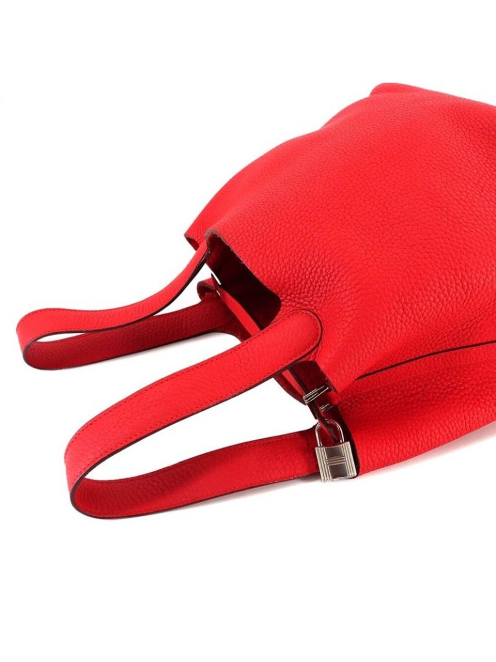 Hermes Picotin Lock Hand Bag Taurillon Clemence Rouge Tomato Silver - Picture 5 of 9